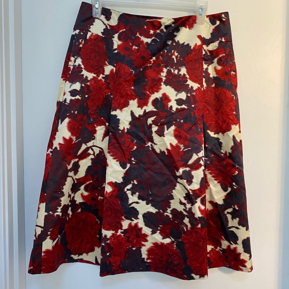 Talbots rose print a-line skirt